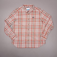 Columbia Vapor Ridge III Long Sleeve Shirt Mens XL Red Gray Plaid Cotton AM8053