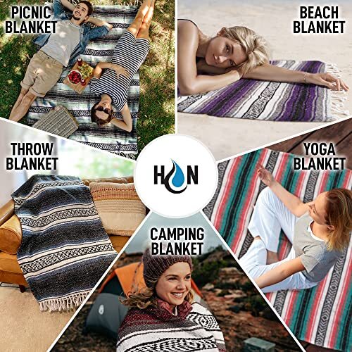 Authentic Extra Large Mexican Blanket (70"x50") - Handwoven Yoga Orange - Bild 2 von 6