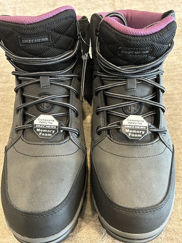 Skechers Women's Padded Collar Safety Boot Industrial Shoe-sz 9 Wide-Black/Gray - Picture 15 of 23