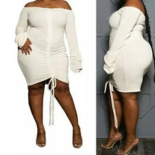 Ruched Bodycon Dress Plus Size UK 22