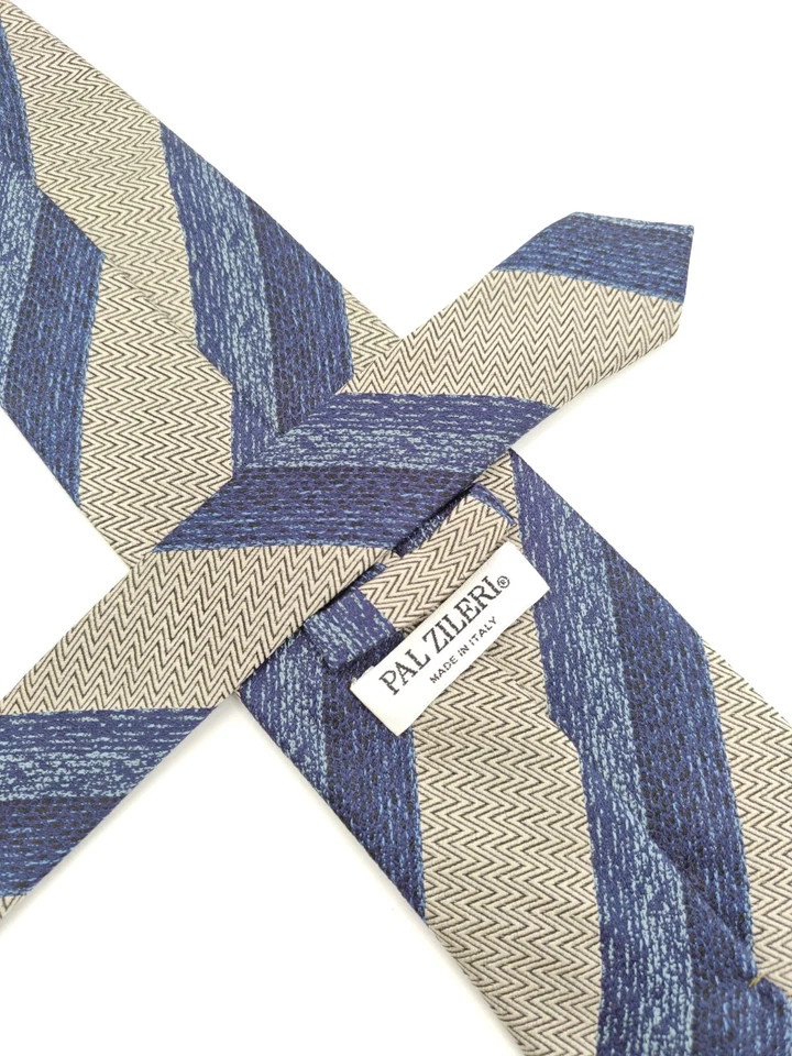 🇮🇹 Corbata de seda a rayas azules Pal Zileri para hombre hecha en Italia 55x3 7/8 Foto 2 de 4