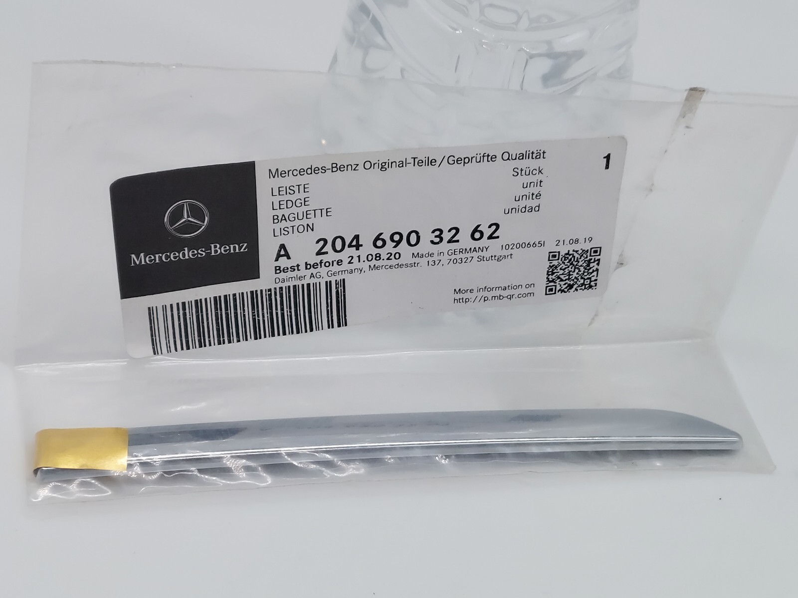 MERCEDES-BENZ Original OEM 07-10 A2046903262 FENDER MOLDING CHROME 