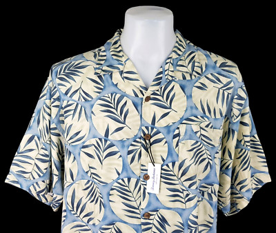 Tommy Bahama Herren 100% Seide blau S/S LUXUS HAWAII HEMD - L - 50'' - UVP £109