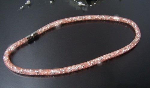 Collier Kette Armband Strass Netzschlauch Magnetverschluß Edelstahl Damen VS16 - Bild 33 von 96