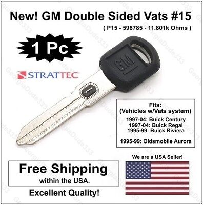 for: Buick Strattec V.A.T.S No 8. Oldsmobile Cadillac Chevrolet Pontiac GM 595518 Genuine OEM Single Sided Ignition Logo Key Blank w/Vats Resistor Chip #8 