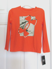 NEW BOYS UNDER ARMOUR LIGHTWEIGHT LONG SLEEVE GRAPHIC SHIRT SIZE 6 ORANGE 24