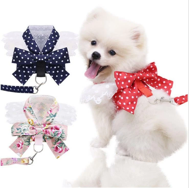 Cute Fashion Pet Dog Harness Leash Set for Small Dogs Cats Bow