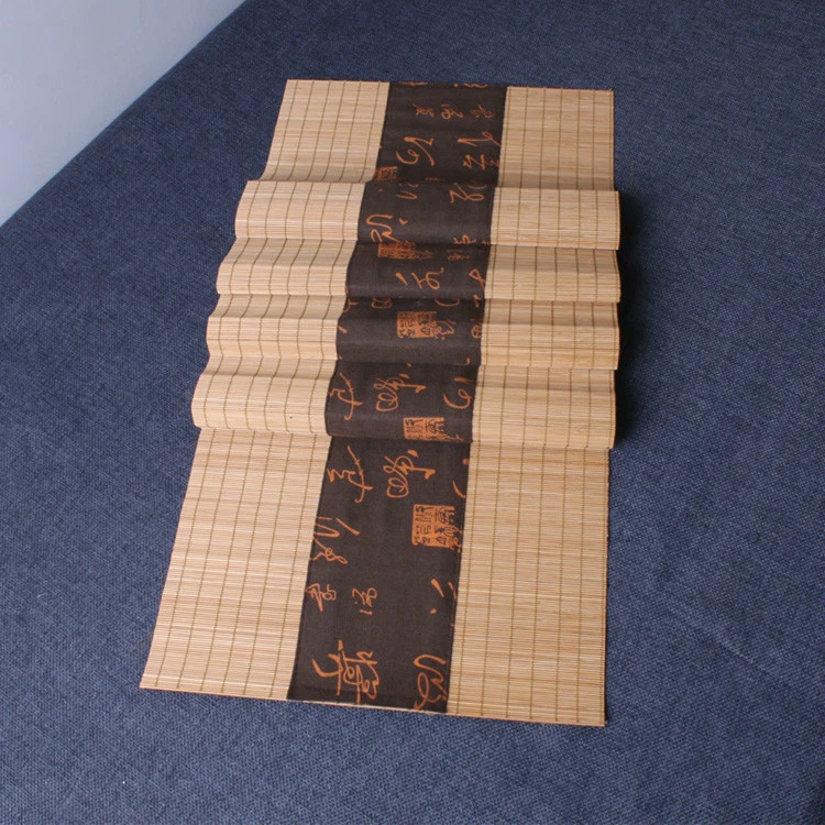 1 X Table Runner Tea Flag Tea Bamboo Table Mat of Tea Set Tea Ceremony Home New - Image 4 of 4