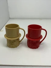 Vintage Planter’s Mr. Peanut 50s Plastic Cups TAN AND RED