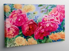 QUADRO MODERNO STAMPA TELA MODERNI QUADRI ASTRATTO ROSE ROSA FIORI FIORE T445