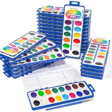 16 Colors Watercolor Paint Set Bulk Pack of 24 Watercolor Paint Set with Pain...