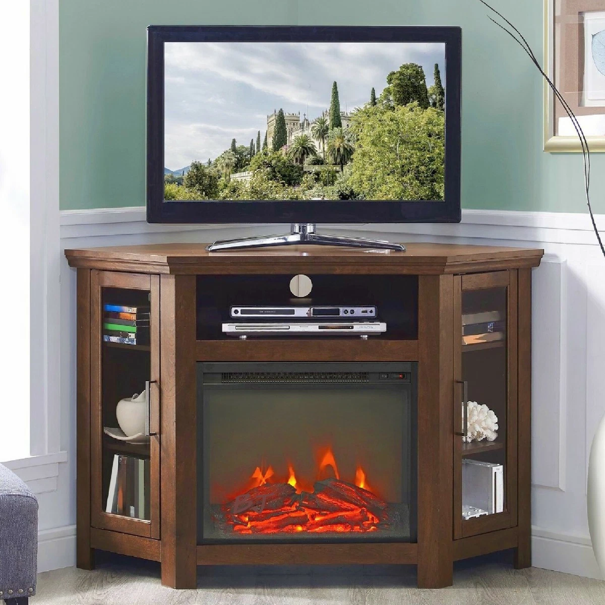 Mantle fireplace cheap tv stand