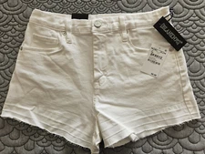 NWT BlankNYC High Rise White Denim Shorts, The Lenox, Vodka Soda MSRP $68, Sz 27