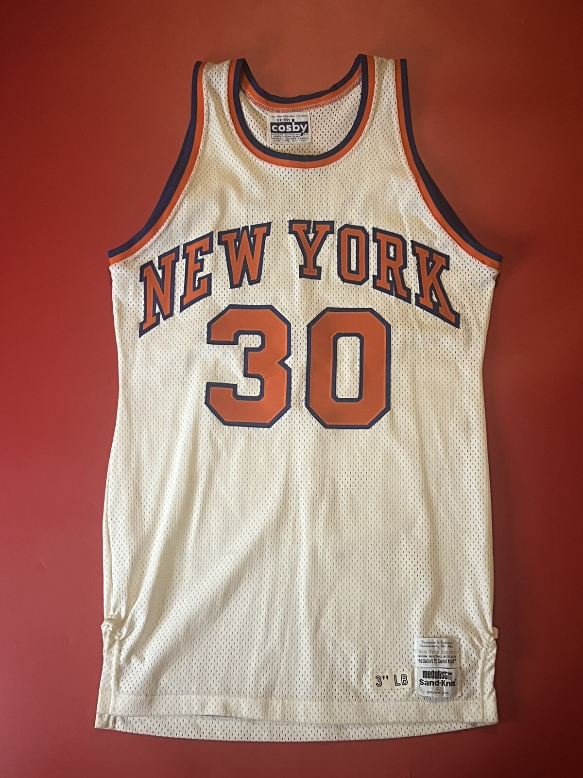 Medalist Sandknit BERNARD KING NY Knicks #30 HOF 80s NBA Issued Authentic Jersey