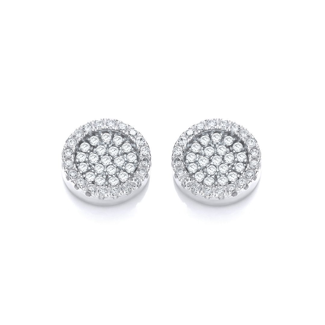 Pendientes De Stud Redondos De Circonita Cúbica Micro Pave De Plata Esterlina