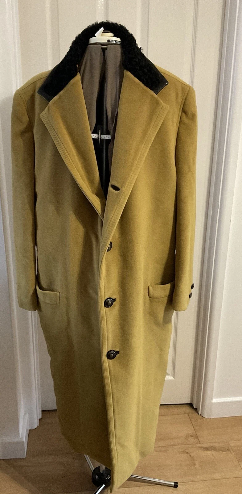 VERSACE SBALORDITIVO CAPPOTTO DI LANA ORO FODERA IMBOTTITA TAGLIA L