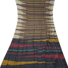 Vintage Multicolor Sarees 100 Pure Silk Printed Indian Sari 5YD Craft Fabric