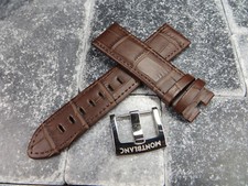 22mm Grain Leather Strap Brown Watch Band with OEM MONTBLANC Buckle BR Stitch A
