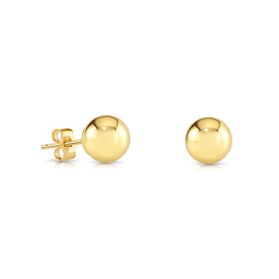 14K Yellow Gold Round Ball Bead Sleeper Studs Earrings Push-back  3mm-8mm