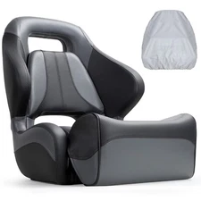 NORTHCAPTAIN Charcoal/Black Sport Flip Up Boat Bucket Seat with Boat Seat Cover