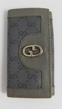 Gucci Vintage Gray GG monogram Canvas Leather Key Case Italy