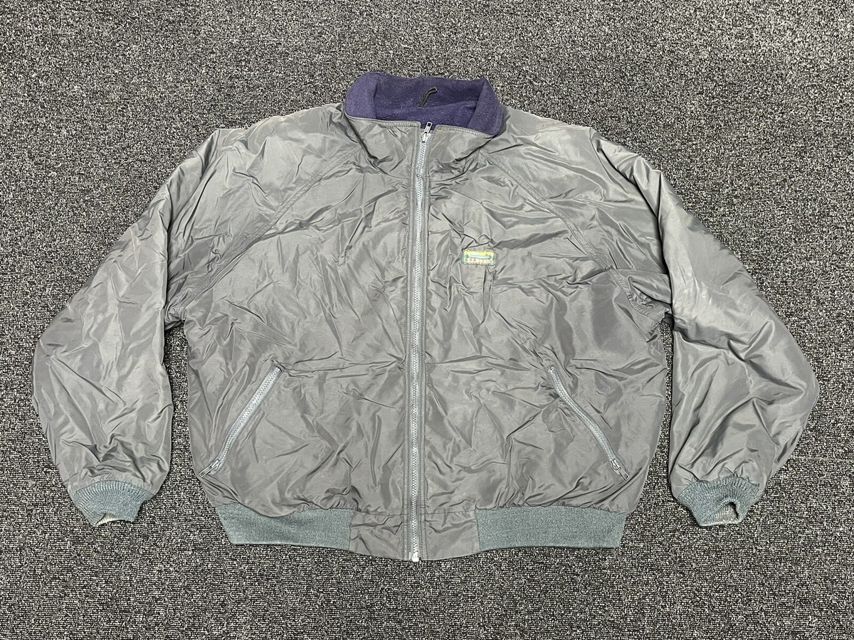 Vintage 90s LL Bean Warm Up Jacket Fleece Lined Men Xl Gray Zip