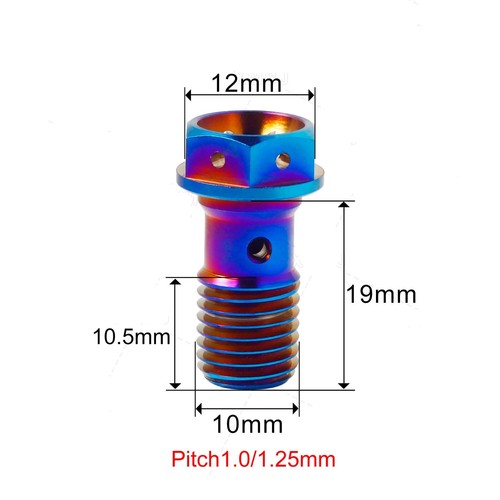 1Pc Titanium Banjo Bolt M10 1.0 /1.25 Pitch Brembo Single Line-Safety Wire Hole - Picture 9 of 9