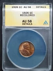 1926 * P *  Lincoln Wheat Cent *ANACS AU58 RECOLORED  - FREE SHIPPING! G1500