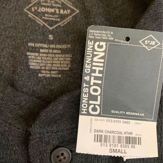 Nuevo con etiquetas Pullover St John's Bay Para Hombre Talla S Henley Cuello Gofre Térmico Manga Larga Foto 3 de 4