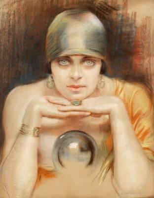 The Fortune Teller Albert Henry Collings Art Print 1907 Crystal Ball Mystic Gaze