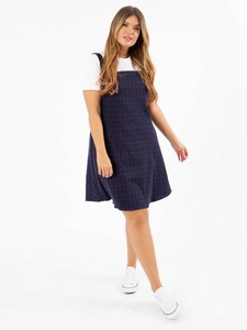 blue check pinafore dress