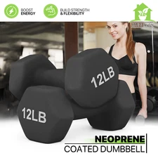 Easy Grip Workout Dumbbell Home Gym Arm Fitness Exercise Weight Training 2x12LB