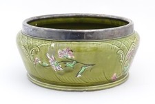 German Imperial Bonn Shallow Planter with Silver Plate Rim