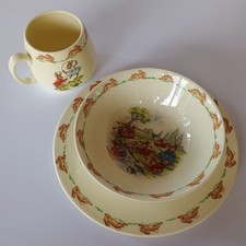 Vntg Royal Doulton Bunnykins Dish Set Plate, Bowl, Mug English Fine Bone China