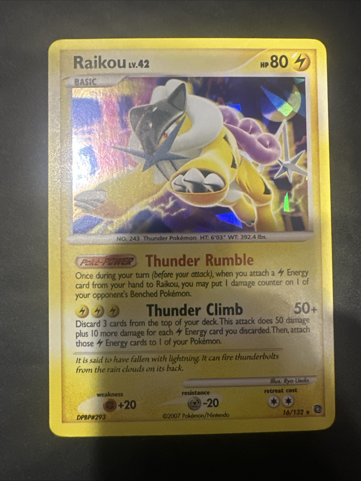 Pokémon TCG Card - 2007 Raikou 16/132 - Cracked Ice Holo Exclusive Promo