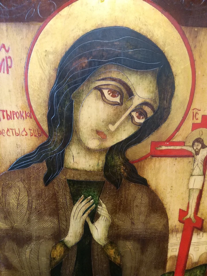 Tableau ICÔNE Russe Très Ancienne Peinture Huile et L'or - Photo 2/4