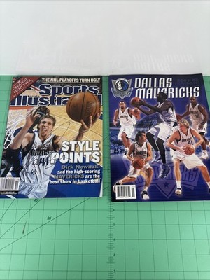 Dirk Nowitzki signed sports illustrated magazine & Dallas Mavericks Yearbook