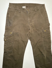 Carhartt Pants Mens 34x30 Brown Ripstop Cargo Double Knee Carpenter Pants