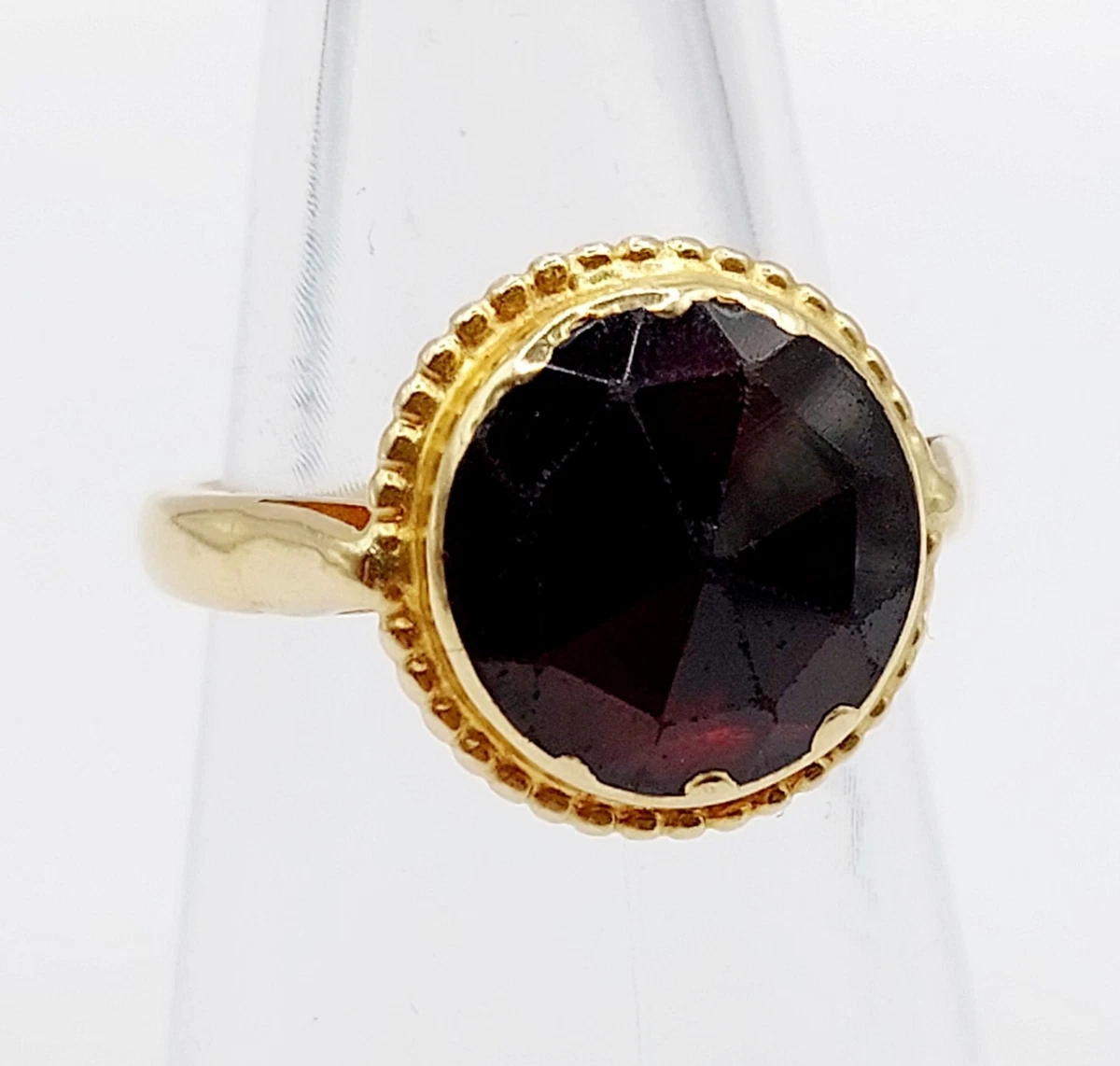 Bague Large Ethnique Réglable En Plaqué Or 18K, Grenat Almandin Naturel - Atelier Lunaire