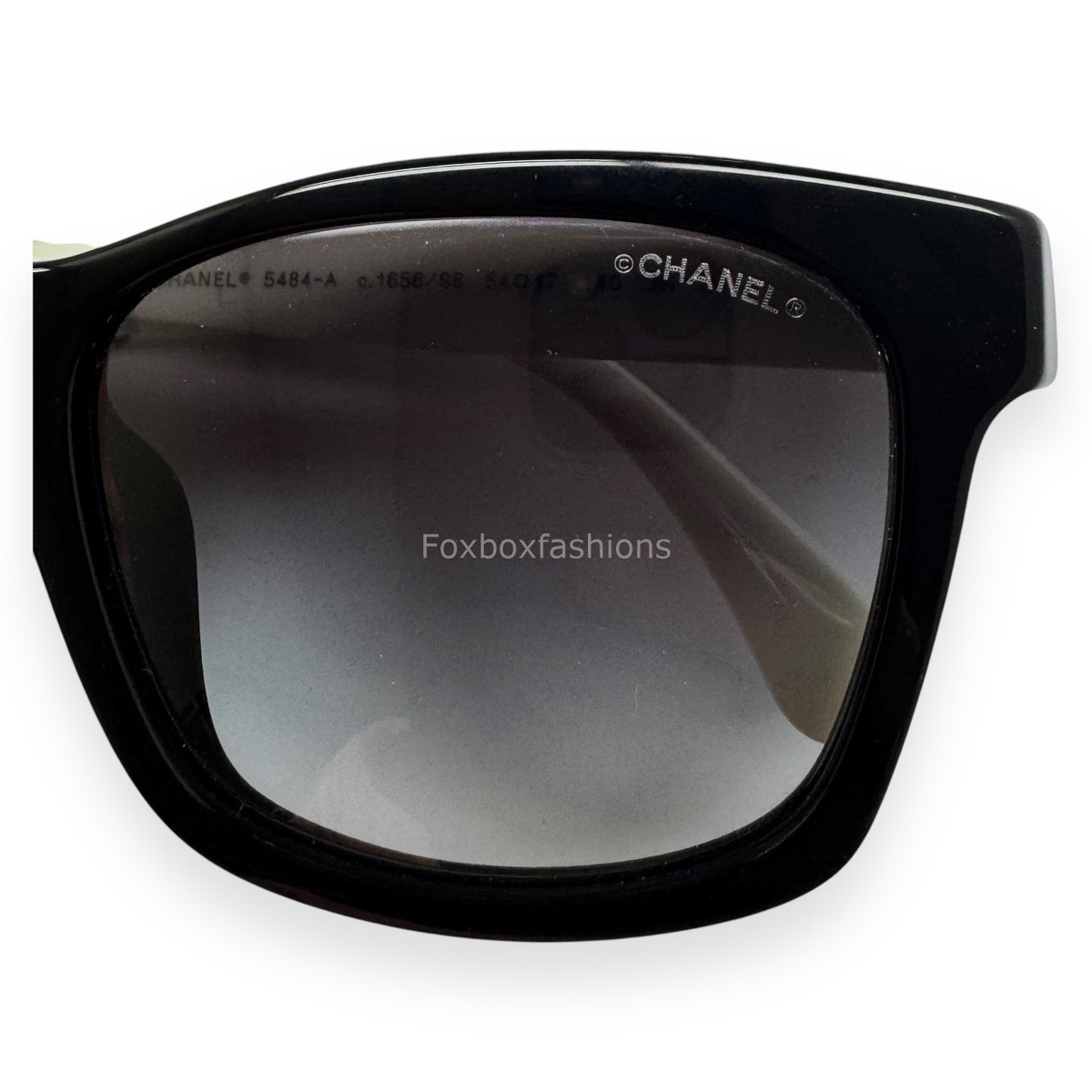 Chanel Sunglasses ch5484A 1656/S6 Black White Quilted Temples with