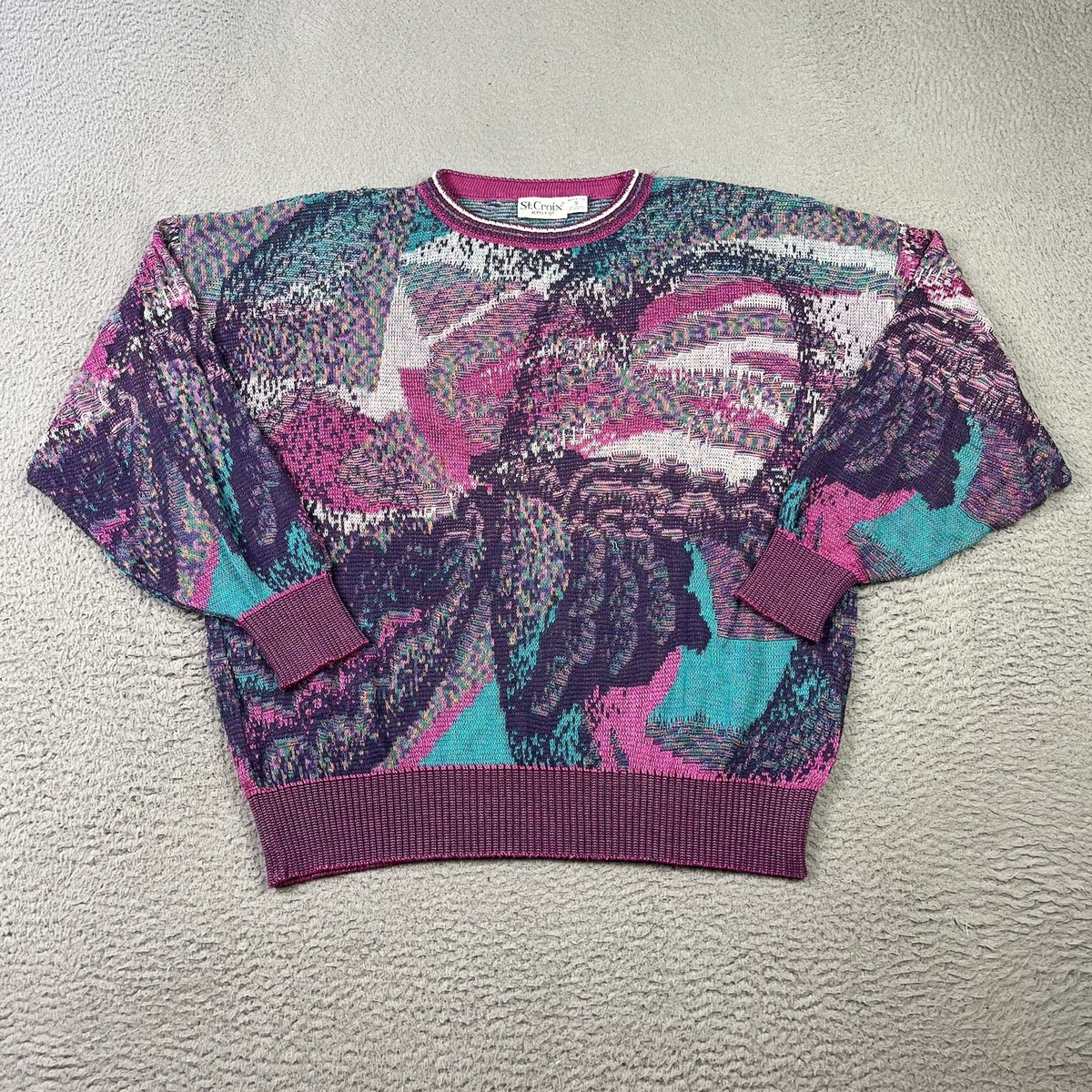 Vintage St Croix Knits Sweater Mens Small Pink 3D Textured Coogi