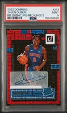 2022-23 Panini Donruss Jalen Duren #213 RC Signatures Choice Red /99 PSA 9