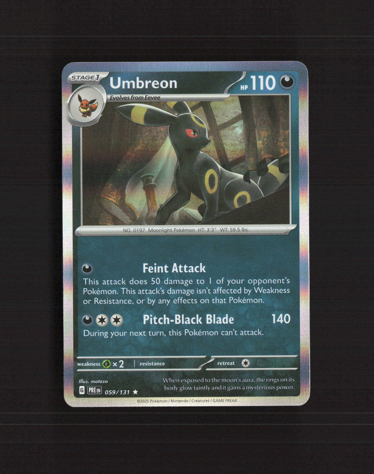 Umbreon 059/131 Prismatic Evolutions Rare Holo Pokemon Card NM