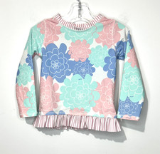 Ruffle Butts Girls Rash Guar 3T White Pink Blue Lavender Floral Long Sleeve
