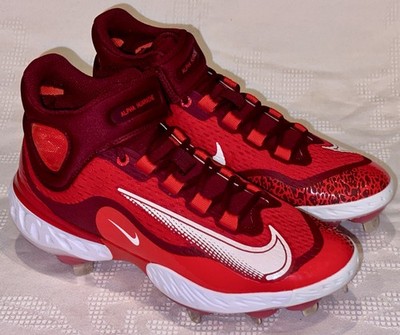 NIKE Alpha Huarache Elite 4 Mid Red Team Red Metal Spike Baseball Cleats Men 7.5