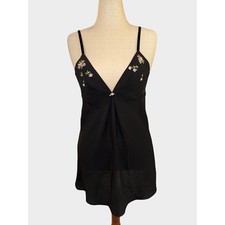 Oscar de la Renta Pink Label Black Rosebud Slip Dress Medium