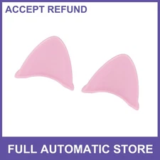 TWO Cat Ears Style Sticker Helmet Decoration Motorcycle Accessories Pink TPU