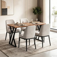 55 Industrial Dining Table Waterproof Wood Metal Frame SpaceSaving Tiger Stripe