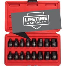 Sunex 3646 Stubby Impact Hex Driver Set 38 Drive Sae And Metric 16 Piece
