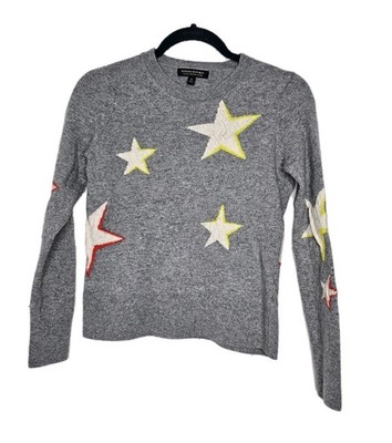 Banana Republic Gray Wool Blend Sweater Stars Size S Celestial Starry